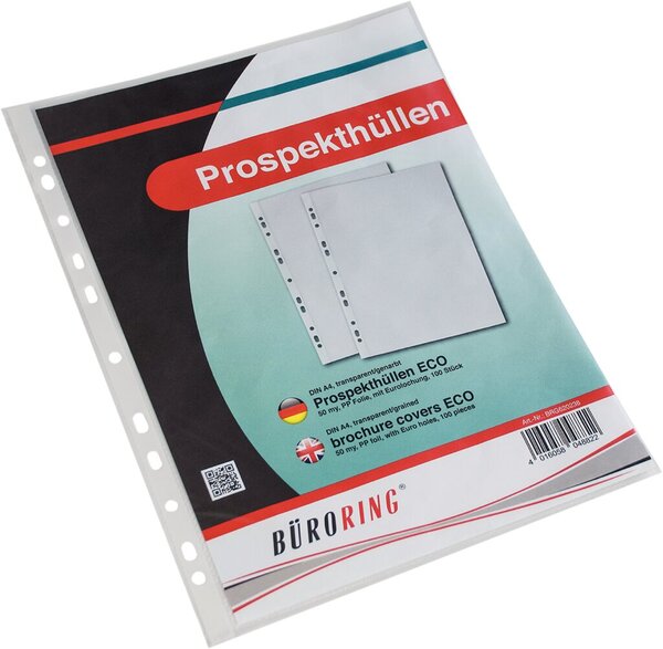 Punched Pocket A4, PP foil, 60 micron, grooved, box of 100 pieces