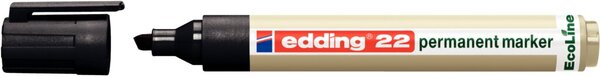 Edding 22 Ecoline Permanent Marker, Black, Medium Chisel, , 1-5 mm