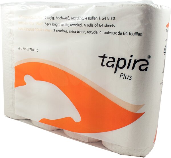 Küchenrolle Tapira plus, 2-lagig, 4 Rollen, hochweiß, 64 Blatt,